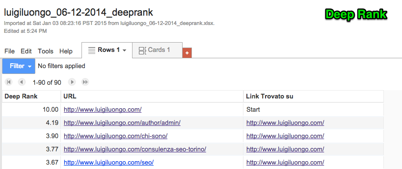 Google Fusion Table: deep rank